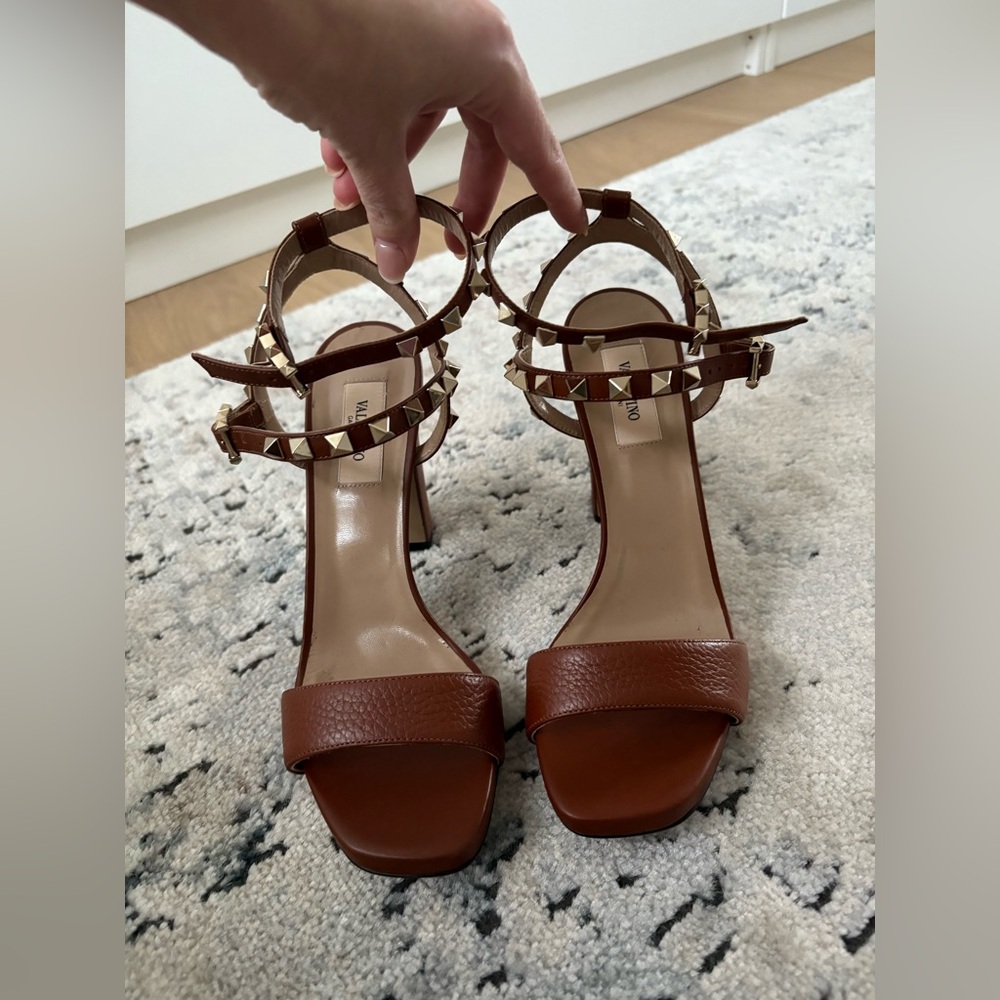 Valentino Brown Studded Women's Sandals size 37.5
